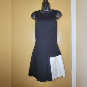 Alice + Olivia Colorblock Pleated Drop Waist Dress sz 6